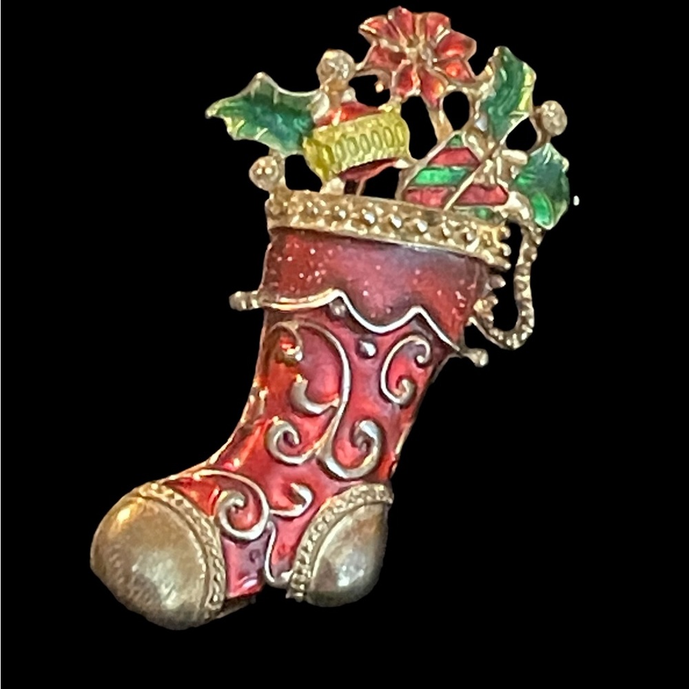 1980’s Christmas Boot Brooch.  Really Unique.